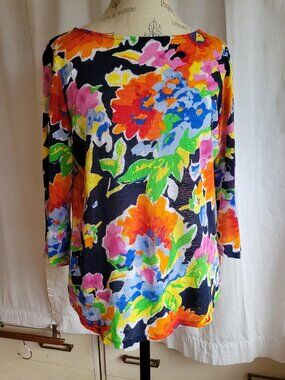 Ralph Lauren 100% Linen Multicolor floral top Size Large